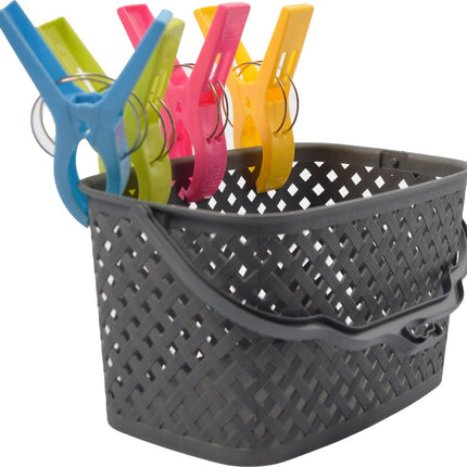 Discountershop® Wasknijpermandje Grijs 22 x 12,9 x 15 cm