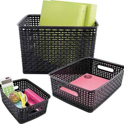 2 X Opbergmand - Opbergbakje - Zwarte opberger 35 x 29 x 13 cm Rattan - Opbergboxen kopen - opbergbox kopen Opbergbox