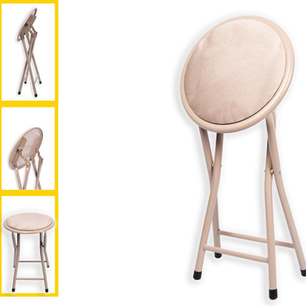 Deluxe Vouwkrukje 45 cm -  Velvet Vouwstoel - Lichtgewicht Vouwkrukje Beige