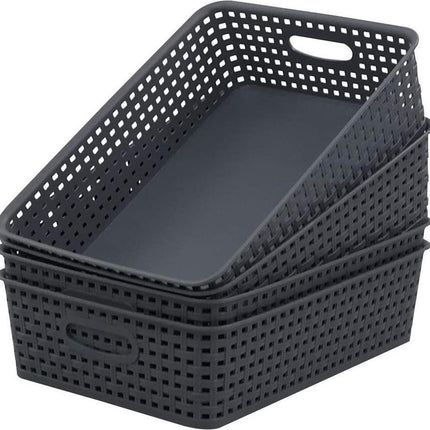 4 X Opbergmand - Opbergbakje - Zwarte opberger 35 x 29 x 13 cm Rattan - Opbergboxen kopen - opbergbox kopen Opbergbox