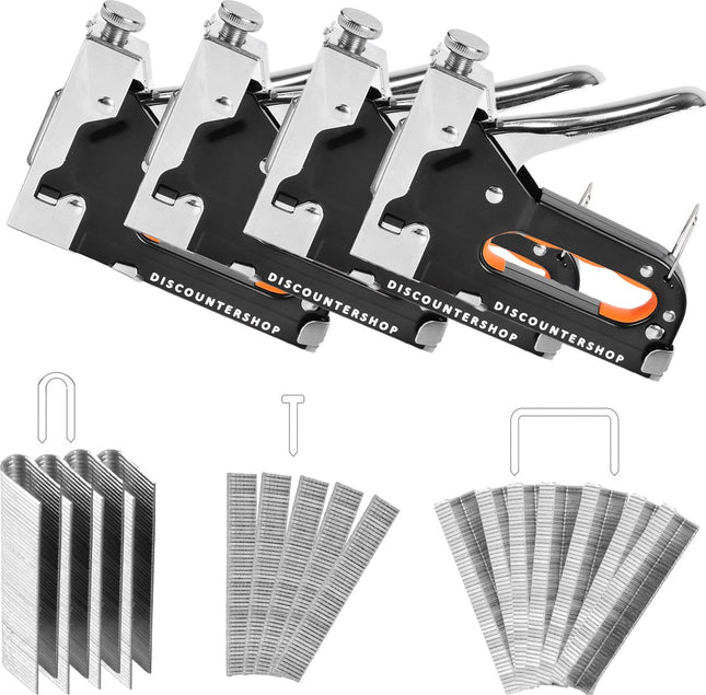 Nietpistool met Nietjes - Set van 4 | Nietmachine Inclusief Verschillende Soorten Nietjes (maten: 4–14 mm, 10–12 mm en 10–14 mm)