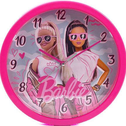 Kinder Wandklok Barbie 25 cm - Roze - Easy Learning Diameter
