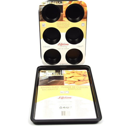 Platte bakvorm / bakplaat rechthoekig, 37cmx26x2cm | Bakvorm Muffin 6 muffins 6x ø8,5cm
