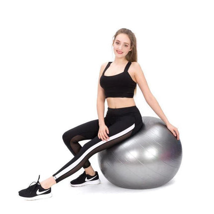 Gymbal 65 cm Grijs – Anti-Burst Yoga Bal met Pomp | Beste Fitnessbal voor Thuis & Sportschool | Voor Pilates, Stabiliteit & Buikspiertraining