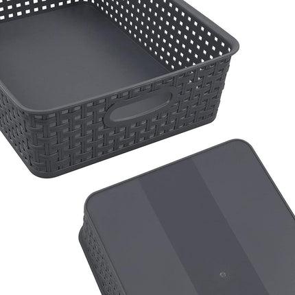 2 X Opbergmand - Opbergbakje - Zwarte opberger 35 x 29 x 13 cm Rattan - Opbergboxen kopen - opbergbox kopen Opbergbox