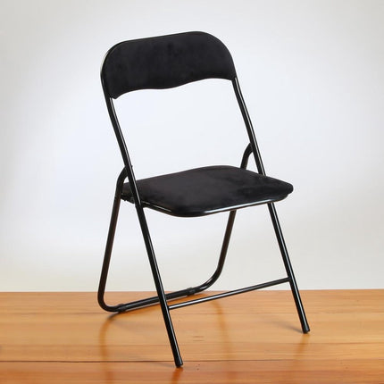 Klapstoel met zithoogte van 43 cm Vouwstoel velvet zitvlak en rug bekleed - stoel - tafelstoel- stoel - tafelstoel - klapstoel - Velvet klapstoel - Luxe klapstoel - Met kussentjes - Stoel - Stoelen - Klapstoelen - Stoeltje - Premium chair - Zwart