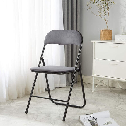 Klapstoel met zithoogte van 43 cm Vouwstoel velvet zitvlak en rug bekleed - tafelstoel Oker - stoel - tafelstoel- Velvet klapstoel - Luxe klapstoel - Met kussentjes Stoelen - Klapstoelen - Stoeltje - Premium chair - Grijs