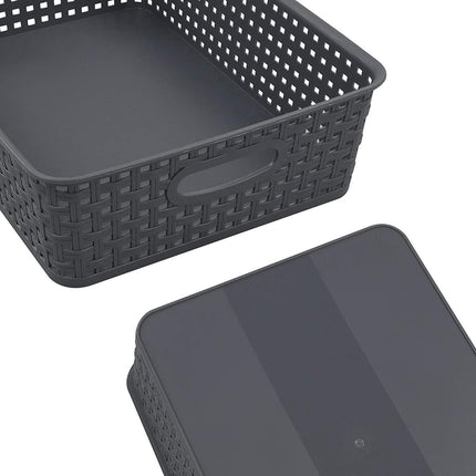 4x Opbergmand | met gevlochten rotan design voor badkamer | ergonomische handgrepen