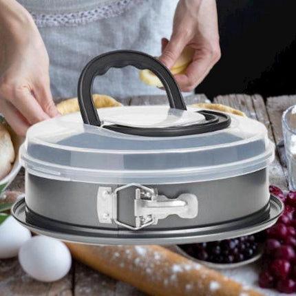 Springvorm met deksel 26cm diameter - Cakevorm - bakvorm - taartvorm - bakvorm rond - makkelijk in gebruik - handig om je taart of cake in te bewaren - plastic deksel - zilver