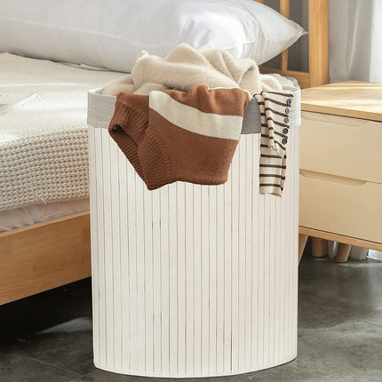 Bamboe 60L Wasmand Met Deksel - Incl. uitneembare waszak Bamboe Opbergmand/ Wasmand - 29 x 39 x 57 cm