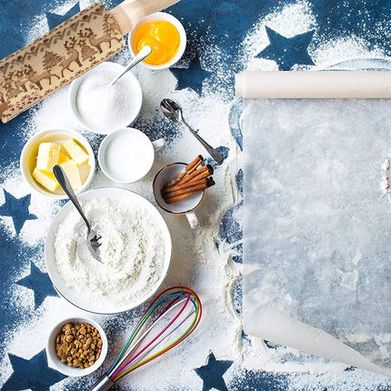Deegroller van hout voor kerstkoekjes | Gegraveerde Deegroller |kerstgebak| Uitsteekvormpjes |koekvormpjes| Koekjes | Koek |