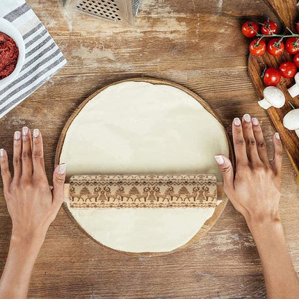 Deegroller van hout voor kerstkoekjes | Gegraveerde Deegroller |kerstgebak| Uitsteekvormpjes |koekvormpjes| Koekjes | Koek |