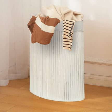 Bamboe 60L Wasmand Met Deksel - Incl. uitneembare waszak Bamboe Opbergmand/ Wasmand - 29 x 39 x 57 cm