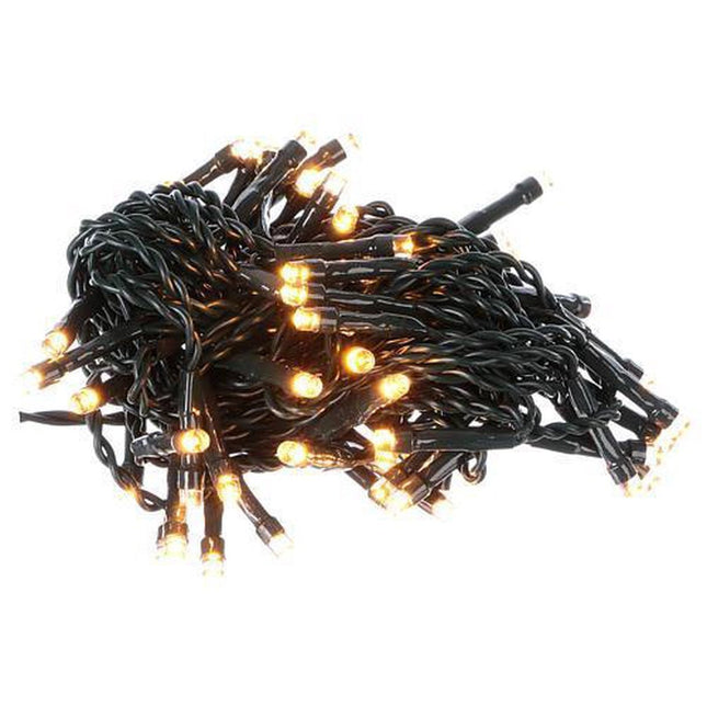 Kerstverlichting Warm-wit | 100 Ledlampjes | 7,4 + 3 Meter | Seizoensdecoratie | Kleur: Zwart