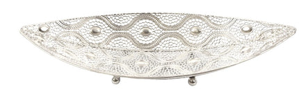 Set van 3 oosterse stijl Schaal blad | Decoratie schaal blad | Metalen blad | decoratie schaal- 42X16cm Zilver