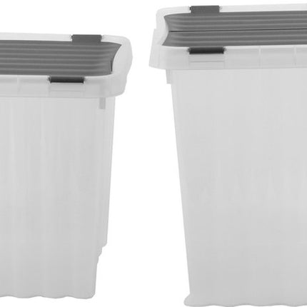 2x Opbergbox met Deksel - 25L en 15L - Kunststof - Transparant