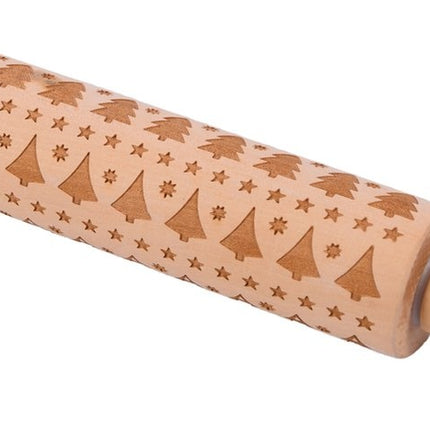 Deegroller van hout voor kerstkoekjes | Gegraveerde Deegroller |kerstgebak| Uitsteekvormpjes |koekvormpjes| Koekjes | Koek |