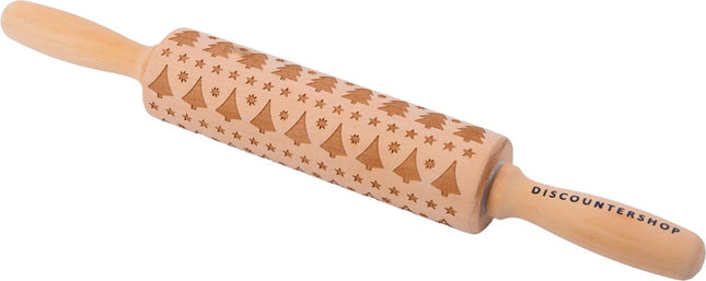 Deegroller van hout voor kerstkoekjes | Gegraveerde Deegroller |kerstgebak| Uitsteekvormpjes |koekvormpjes| Koekjes | Koek |