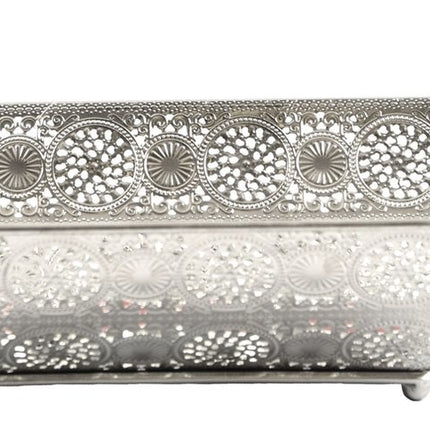 Set van 3 prachtige decoratieve schalen-Metalen dienblad zilver 28x17 cm rechthoekig | Decoratieve dienbladen | Metalen Dienblad | Decoratie 