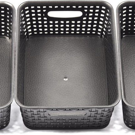 6x Mini Opbergmand | Opbergbakje |1,65 liter | Zwarte opberger 20 x 12 x 6 cm Rattan
