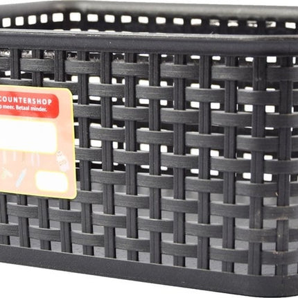 Opbergmand - Opbergbakje - Zwarte opberger 35.5 x 29.5 x 13.5 cm Rattan - Opbergboxen kopen - opbergbox kopen Opbergbox