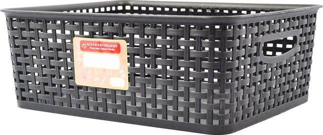 Opbergmand - Opbergbakje - Zwarte opberger 35.5 x 29.5 x 13.5 cm Rattan - Opbergboxen kopen - opbergbox kopen Opbergbox