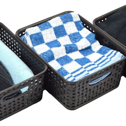 3 X Opbergmand - Opbergbakje - Zwarte opberger 35 x 29 x 13 cm Rattan