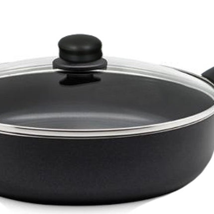 Keukenpan - Ø 28 cm - Luxe keukenpan van 28cm Anti-aanbaklaag - handvat zwart - Pan met Deksel