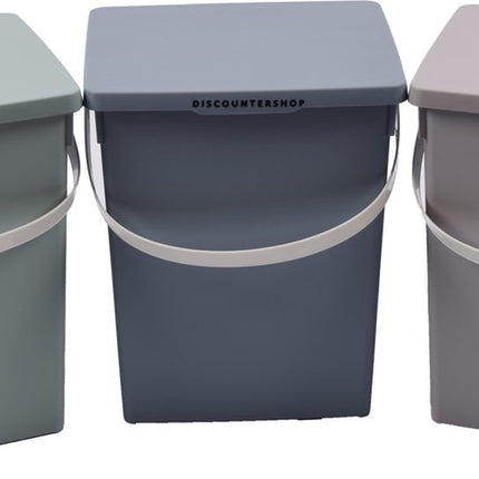 Discountershop® | 3x Opbergbox | afsluitbare |multibox 4.5 liter 100% BIO recyclable | |23x16x13.5 cm Grijs/blauw/Mint
