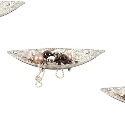 Set van 3 oosterse stijl Schaal blad | Decoratie schaal blad | Metalen blad | decoratie schaal- 42X16cm Zilver