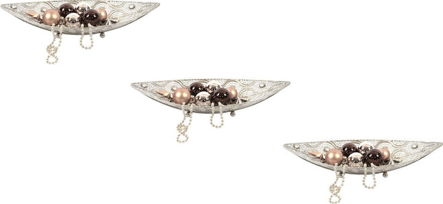 Set van 3 oosterse stijl Schaal blad | Decoratie schaal blad | Metalen blad | decoratie schaal- 42X16cm Zilver