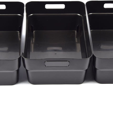 3x Opbergmand - Opbergbox - 10 liter - Zwart - Opbergdoos - Kinderkamer - Badkamer - Keuken - Speelgoed - Opbergen -34x24x14 cm