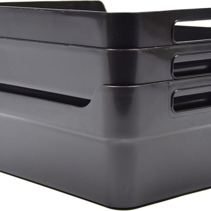 3x Opbergmand - Opbergbox - 10 liter - Zwart - Opbergdoos - Kinderkamer - Badkamer - Keuken - Speelgoed - Opbergen -34x24x14 cm