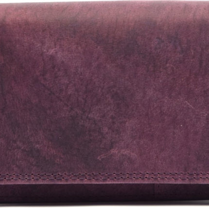4East® Vintage Leren Dames Portemonnee | Paars | RFID |Stoer Leer Portemonnee Huishoud portemonnee | Dames | Harmonica portemonnee | buffelleer Portemonnee | Overslag portemonnee