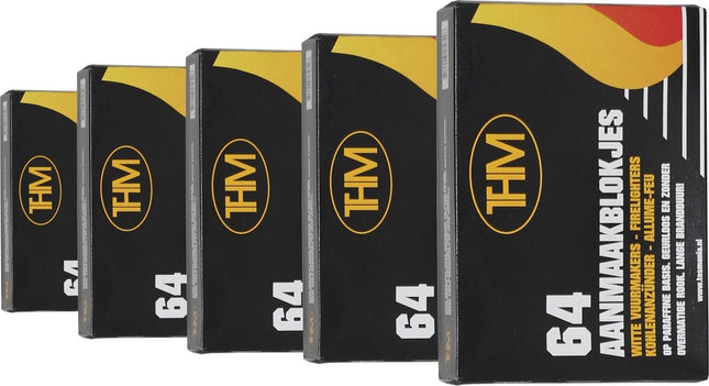 5 X Barbecue aanmaakblokjes - BBQ aanmaak - BBQ - Aanmaakblokjes THM wit paraffine - 320 stuks