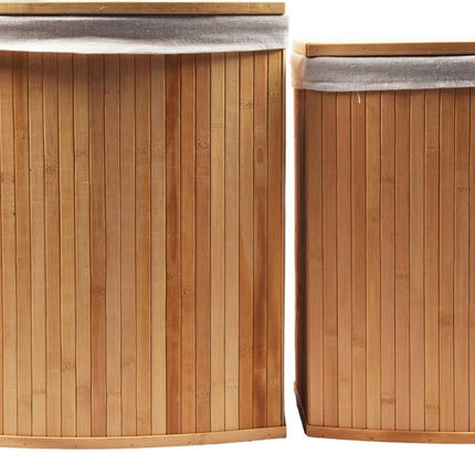 2-Delige Wasmanden met deksel | Wasmand Duurzaam | waszak katoen | Wasmand bamboe | 64L / 33L