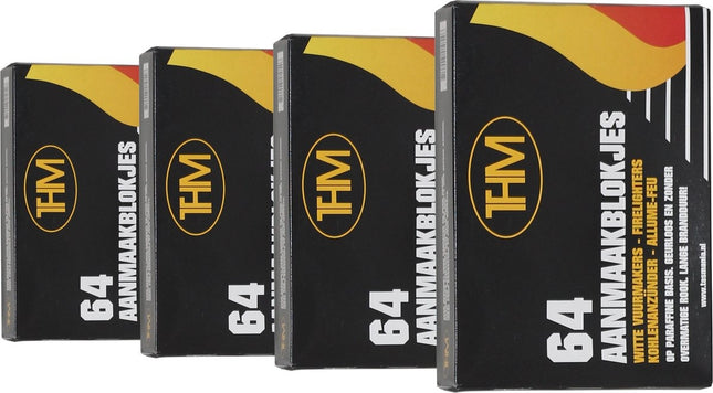 4 X Barbecue aanmaakblokjes - BBQ aanmaak - BBQ - Aanmaakblokjes THM wit paraffine - 256 stuks