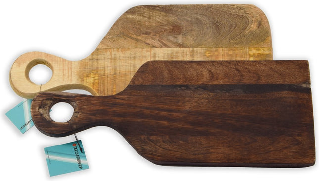 Set van 2 Handgemaakte mango hout snijplank - kaasplank - snijplank - serveerschaal - houten dienblad - hakblok 