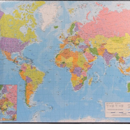 Bureau-onderlegger wereldkaart 38 x 58 cm