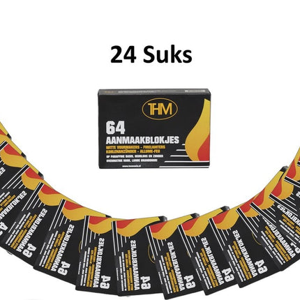 24 X Barbecue aanmaakblokjes - BBQ aanmaak - BBQ - Aanmaakblokjes THM wit paraffine - aanmaakblokjes kopen - aanmaakblokjes wit
