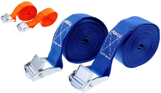 4x Spanband blauw en oranje 2 x 3,5 meter - Opbergen en verhuizen