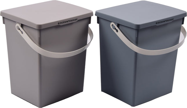 Discountershop® | 2x Opbergbox | afsluitbare |multibox 4.5 liter | |23x16x13.5 cm Grijs/blauw