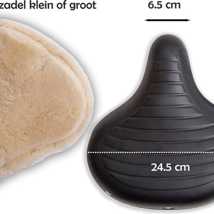 Fietszadelhoes Schapenvacht – Universele Zadelhoes voor Dames & Heren – Waterafstotend & Ademend – Beige – Past op Stadsfiets, E-bike, MTB & Racefiets