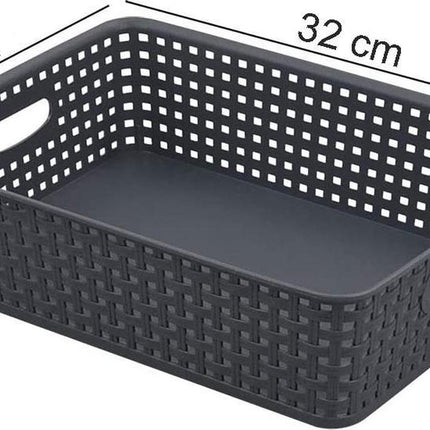 2 X Opbergmand - Opbergbakje - Zwarte opberger 35 x 29 x 13 cm Rattan - Opbergboxen kopen - opbergbox kopen Opbergbox
