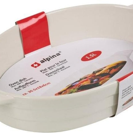 Ovenschaal met inhoud van 1.5 liter afmeting 30 cm - Ovenschaal Ovale ovenschaal keramiek wit 30 cm - Porselein