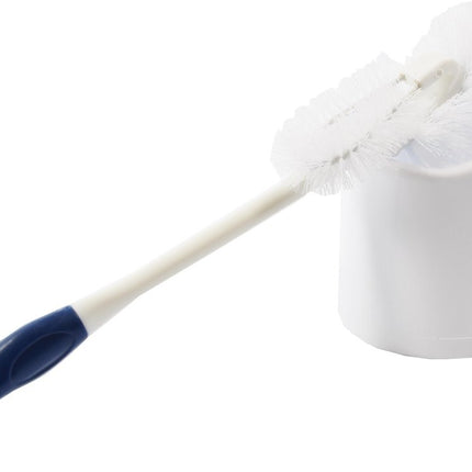 3 X Toiletborstel en houder, toiletpotreinigingssysteem met schrobstok, lipborstel onder de rand en opbergdoos voor badkamer