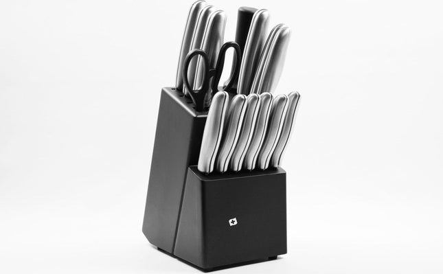 Messenset - 15 stuks - Knife - Keukenmessen - Messenset kopen - Goedkoop - Messenblok - Aanbieding - Zwart - Grijs - Alpina - Alpina messenset