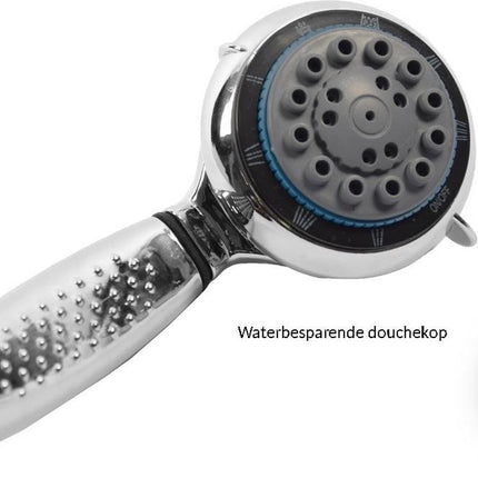 Douchekop Incl. Slang 1.5 Meter - 7 standen - 1/2'' - Handdouche 1st. ø 8cm chroom - Douche Kop - Doucheset met Douchekop, wandhouder en slang met 7 sproeistand - Douche kop met slang set - Douchekoppen - Douchekop Roestvrij - 7 Functies - 150 cm