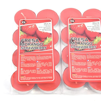 Geurtheelichten - Theelichten met 4 Branduren - Waxinelichtjes - Geurtheelichten -theelichten - 16 stuks Theelichten met Geur - Strawberry geur theelichten