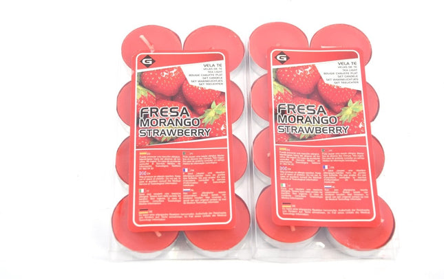 Geurtheelichten - Theelichten met 4 Branduren - Waxinelichtjes - Geurtheelichten -theelichten - 16 stuks Theelichten met Geur - Strawberry geur theelichten